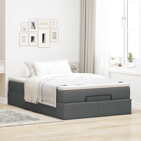 Ottoman Bett mit Matratze Dunkelgrau 120x200