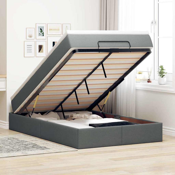 Ottoman Bett mit Matratze Dunkelgrau 120x200