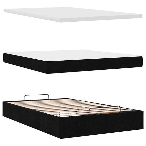 Ottoman Bett mit Matratze 120x200 cm Schwarz
