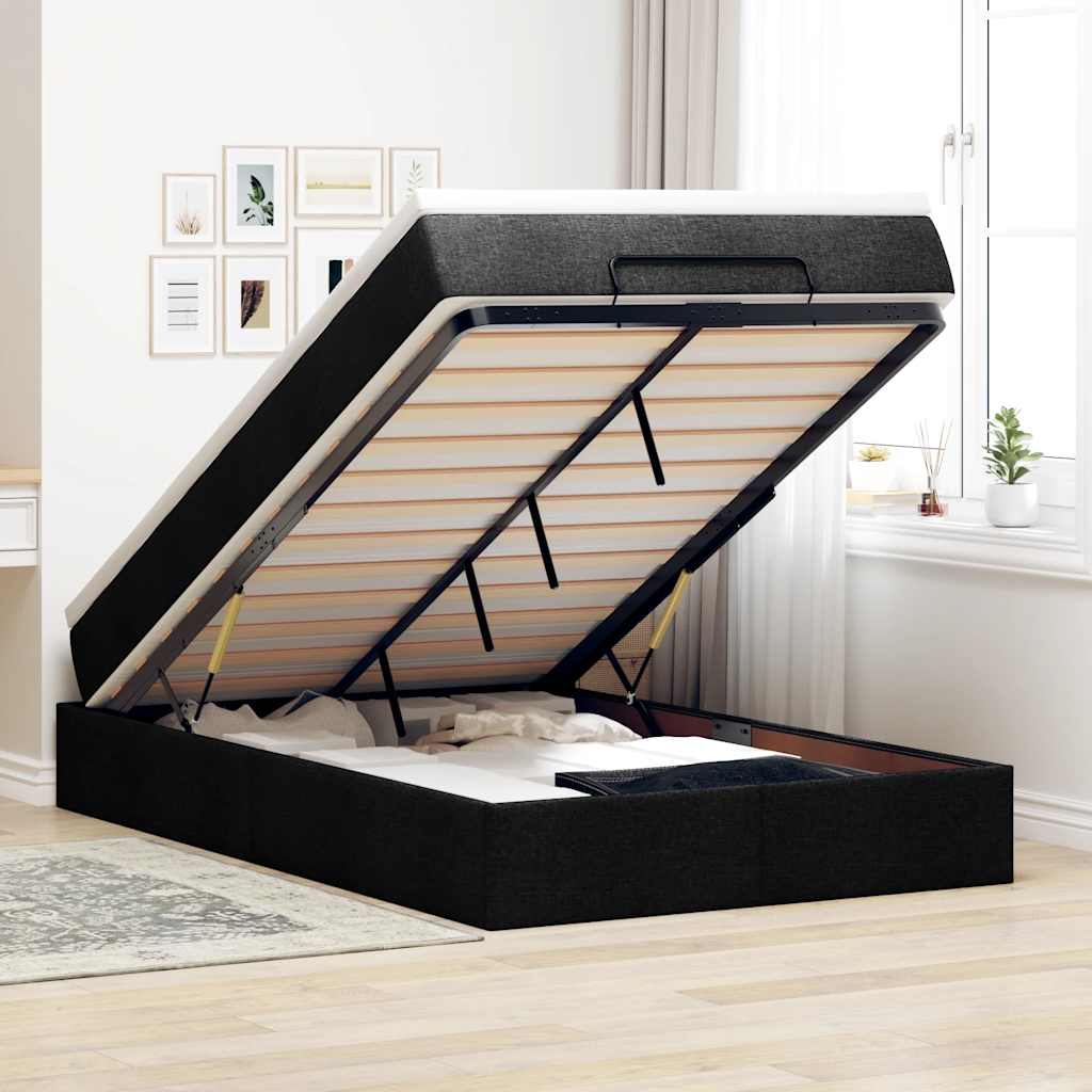 Ottoman Bett mit Matratze 120x200 cm Schwarz
