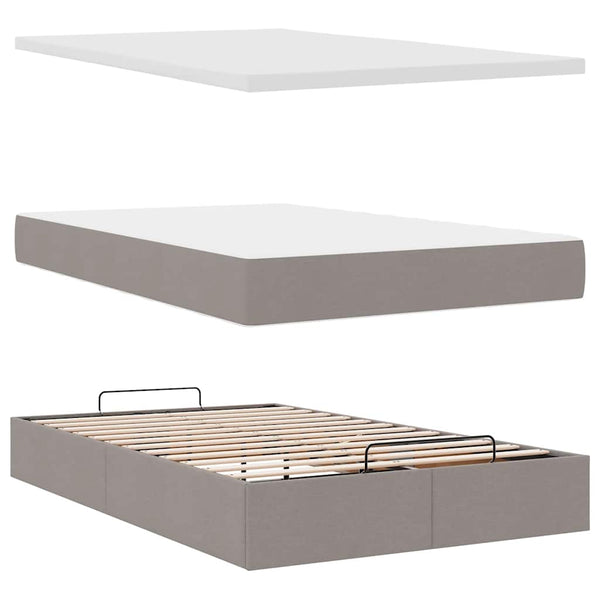 Ottoman Bett mit Matratze 120x200 cm Taupe