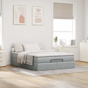 Ottoman Bett mit Matratze Hellgrau 140x190 cm