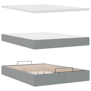 Ottoman Bett mit Matratze Hellgrau 140x190 cm