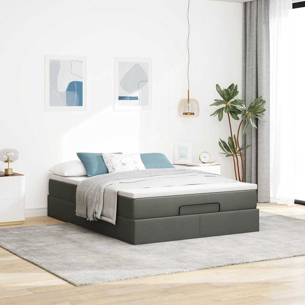 Ottoman Bett mit Matratze Dunkelgrau 140x190 cm