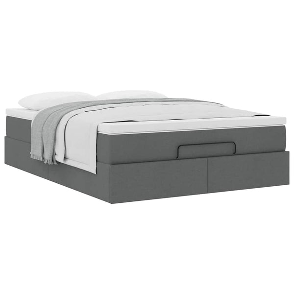 Ottoman Bett mit Matratze Dunkelgrau 140x190 cm