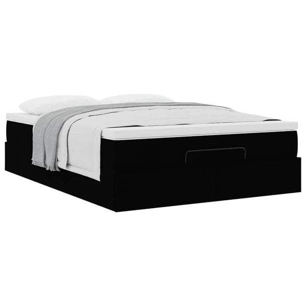 Ottoman Bett mit Matratze Schwarz 140x190 cm