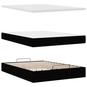 Ottoman Bett mit Matratze Schwarz 140x190 cm