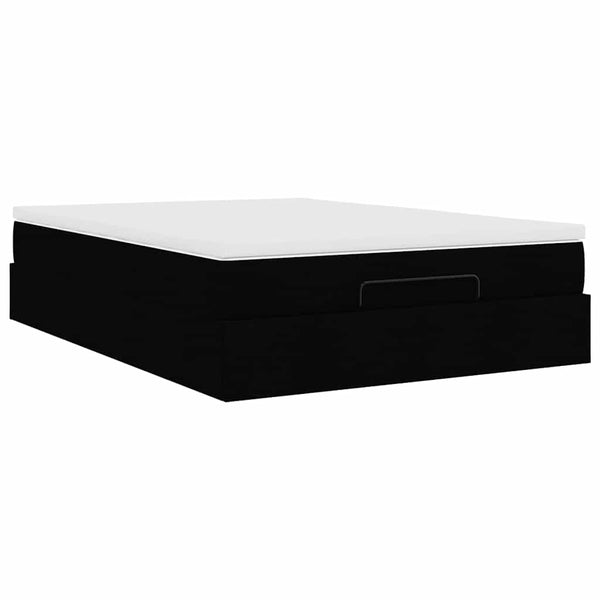 Ottoman Bett mit Matratze Schwarz 140x190 cm