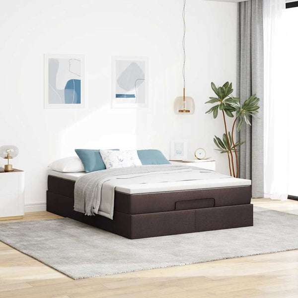Ottoman Bett mit Matratze Dunkelbraun 140x190 cm