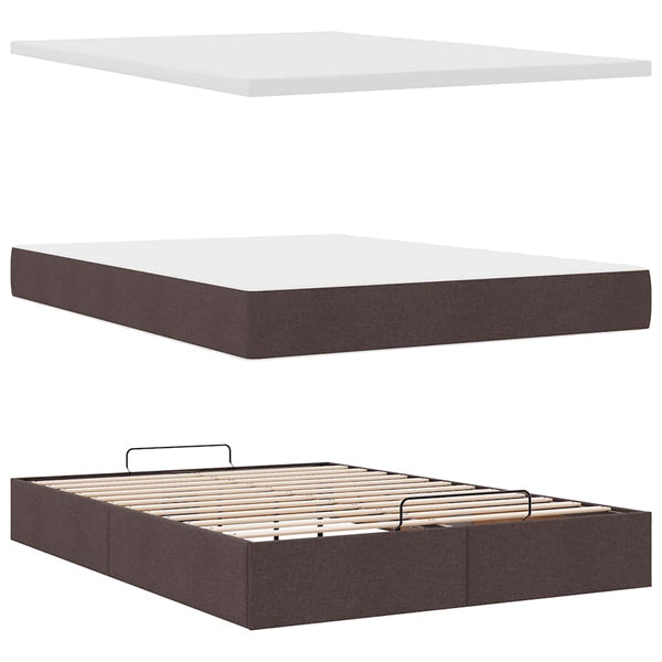 Ottoman Bett mit Matratze Dunkelbraun 140x190 cm