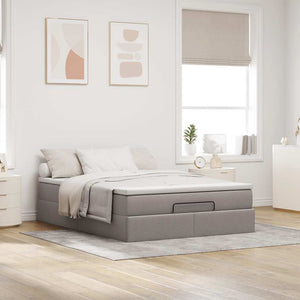 Ottoman Bett mit Matratze Taupe 140x190 cm