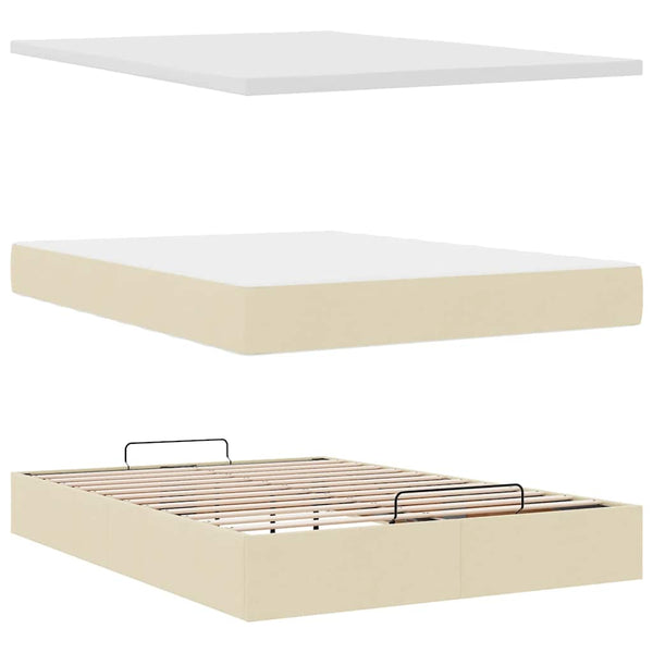 Ottoman Bett mit Matratze Creme 140x190 cm