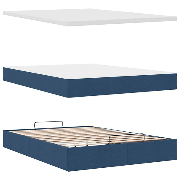Ottoman Bett mit Matratze Blau 140x190 cm