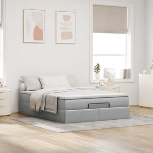Ottoman Bett mit Matratze Hellgrau 140x200 cm