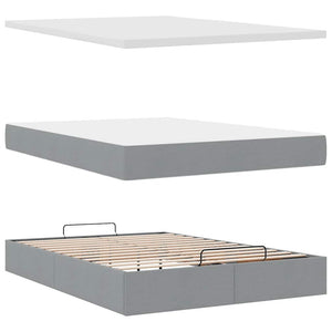Ottoman Bett mit Matratze Hellgrau 140x200 cm