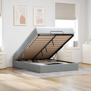 Ottoman Bett mit Matratze Hellgrau 140x200 cm