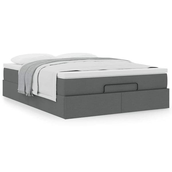 Ottoman Bett mit Matratze Dunkelgrau 140x200 cm