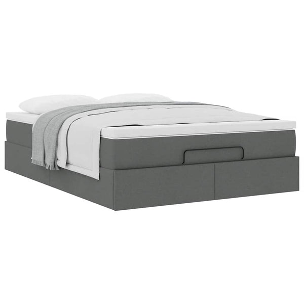 Ottoman Bett mit Matratze Dunkelgrau 140x200 cm