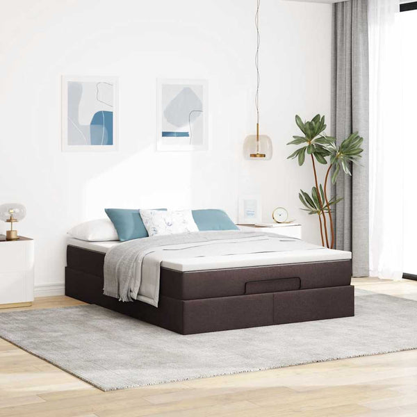 Ottoman Bett mit Matratze Dunkelbraun 140x200 cm