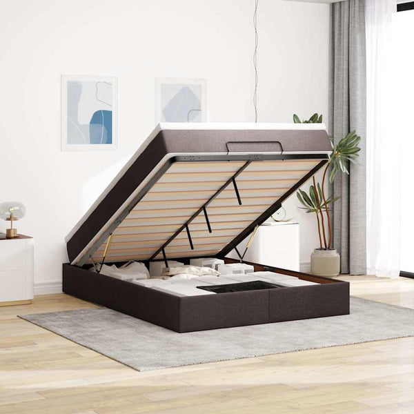 Ottoman Bett mit Matratze Dunkelbraun 140x200 cm