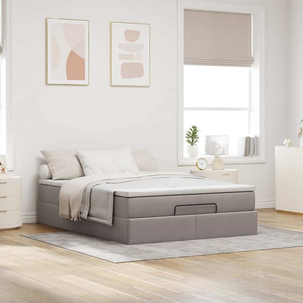 Ottoman Bett mit Matratze Taupe 140x200 cm