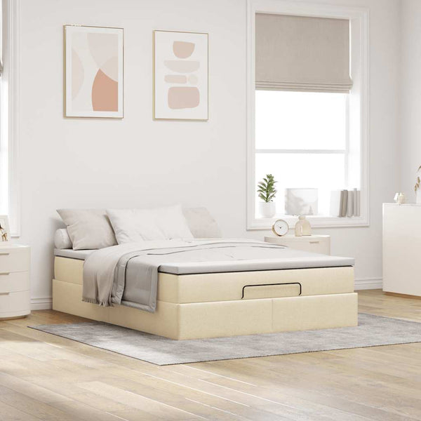 Ottoman Bett mit Matratze Creme 140x200 cm