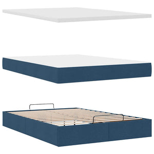 Ottoman Bett mit Matratze Blau 140x200 cm