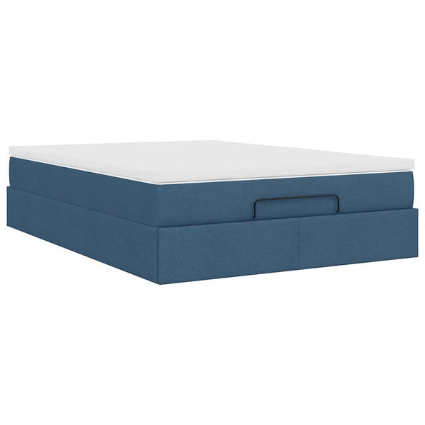 Ottoman Bett mit Matratze Blau 140x200 cm
