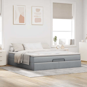 Ottoman Bett mit Matratze Hellgrau 160x200 cm