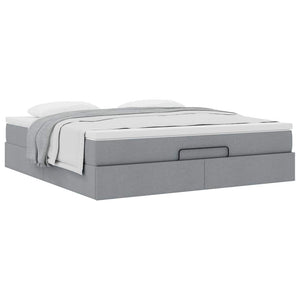 Ottoman Bett mit Matratze Hellgrau 160x200 cm