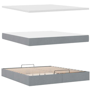 Ottoman Bett mit Matratze Hellgrau 160x200 cm