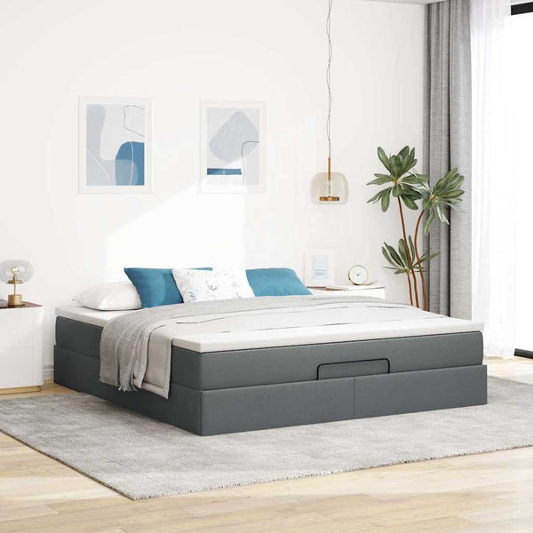 Ottoman Bett mit Matratze Dunkelgrau 160x200 cm