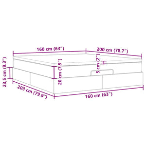 Ottoman Bett mit Matratze Dunkelgrau 160x200 cm