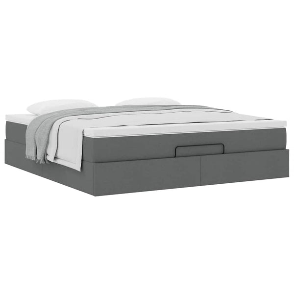 Ottoman Bett mit Matratze Dunkelgrau 160x200 cm