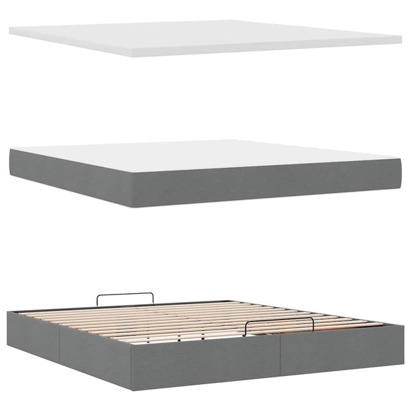 Ottoman Bett mit Matratze Dunkelgrau 160x200 cm