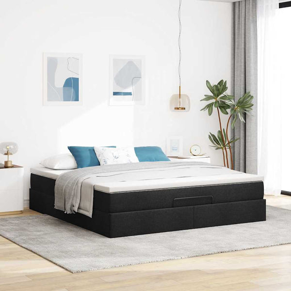 Ottoman Bett mit Matratze 160x200 cm Schwarz