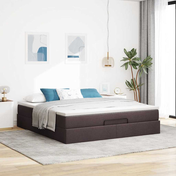 Ottoman Bett mit Matratze 160x200 cm Dunkelbraun