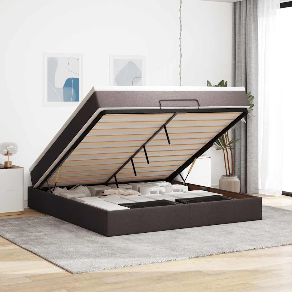 Ottoman Bett mit Matratze 160x200 cm Dunkelbraun
