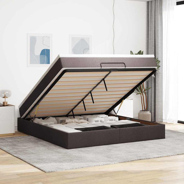 Ottoman Bett mit Matratze 160x200 cm Dunkelbraun
