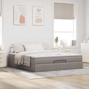 Ottoman Bett mit Matratze Taupe 160x200 cm