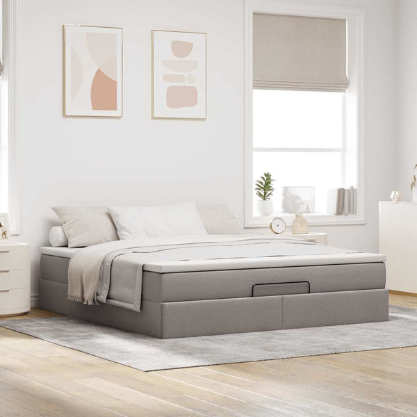 Ottoman Bett mit Matratze Taupe 160x200 cm