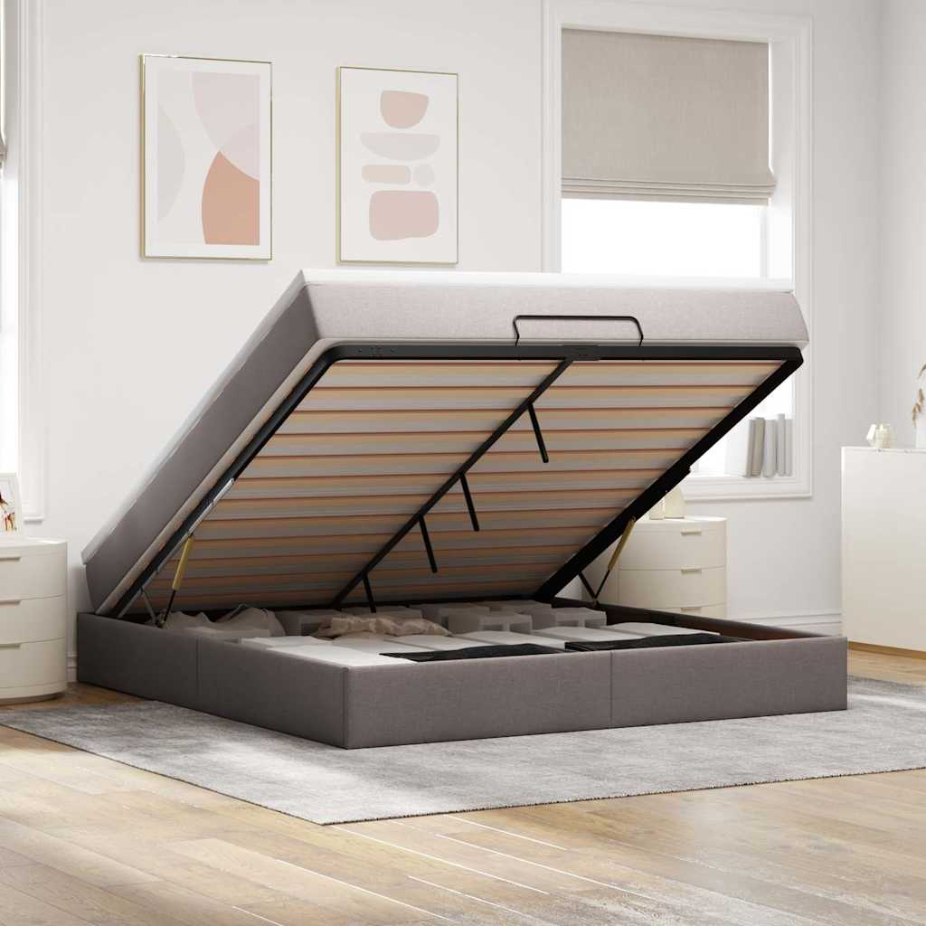 Ottoman Bett mit Matratze Taupe 160x200 cm