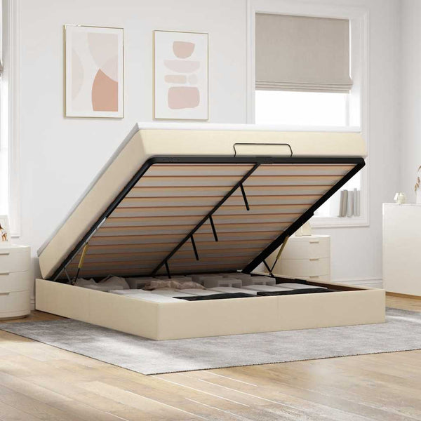 Ottoman Bett mit Matratze Creme 160x200 cm