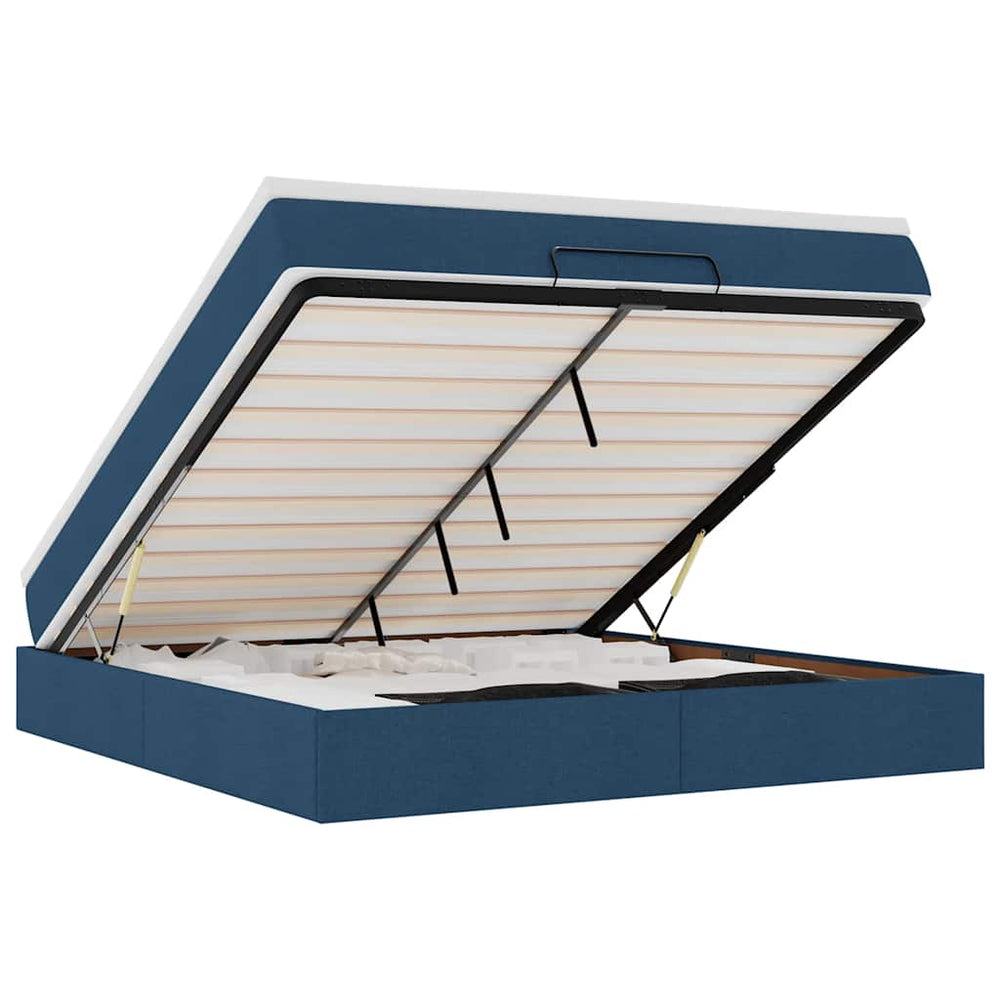 vidaXL Lit ottoman avec matelas Bleu 160x200 cm Tissu