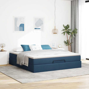 Ottoman Bett mit Matratze Blau 160x200 cm