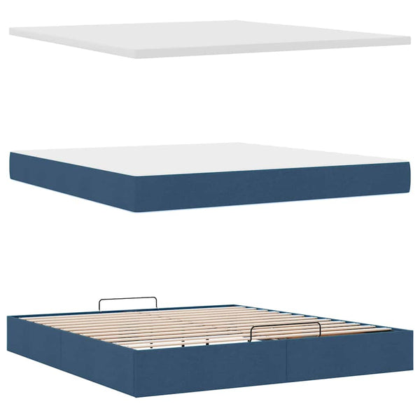 Ottoman Bett mit Matratze Blau 160x200 cm