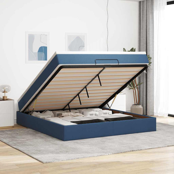 Ottoman Bett mit Matratze Blau 160x200 cm