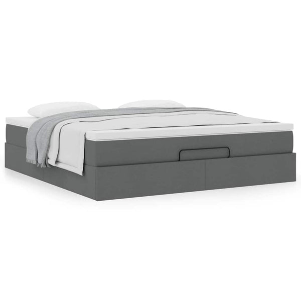 Ottoman Bett mit Matratze Dunkelgrau 180x200 cm