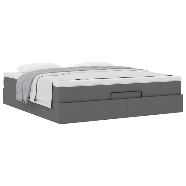 Ottoman Bett mit Matratze Dunkelgrau 180x200 cm