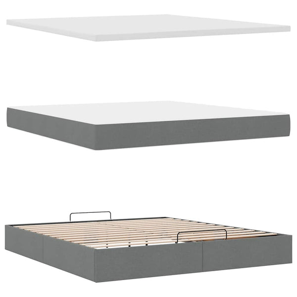 Ottoman Bett mit Matratze Dunkelgrau 180x200 cm